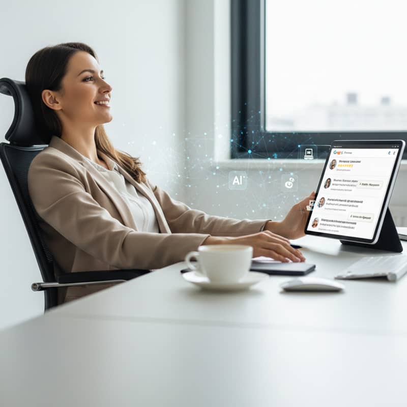 Intelligens, automata válaszok minden véleményre a cégvezető hátra dőlhet, mert nem neki kell válaszolni a sok bejövő véleményre a googlben